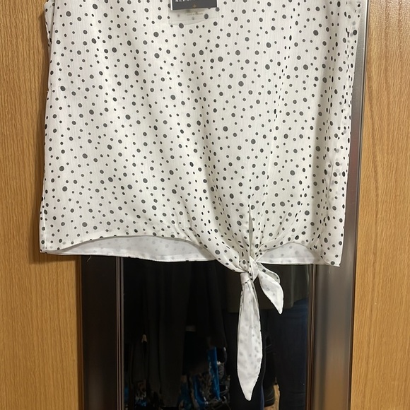 Melanie Lyne black and white polka dot lined blouse with bottom tie size 4 NEW - Picture 3 of 10